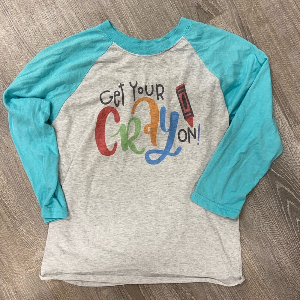 Adorable Get Your Crayon On Raglan Tee Small